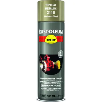 Barva ve spreji Metalická barva ve spreji Rust-Oleum HARD HAT Metallic Topcoat 500 ml Barva: nerezová ocel/ stainless steel