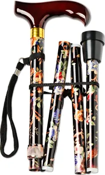 3Pagen Skládací hliníková vycházková hůl 83-93 cm květiny/černá