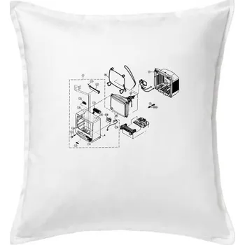 Polštář Nákres stará CRT televize - Polštář 50x50 - 50x50 - Pouze potah ( Bílá )
