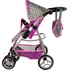 Kočárek pro panenku Velký sportovní kočárek pro panenky 3v1 Alice 9662 šedý/růžový/bílé hvězdy