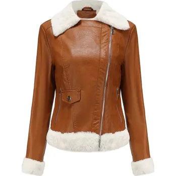 Moto bunda Kožená dámská bunda Avitator s kožíškem Barva: Hnědá, Velikost: S