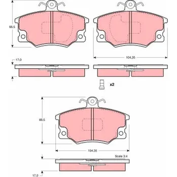 Brzdová destička Sada brzdových destiček, kotoučová brzda TRW GDB1223