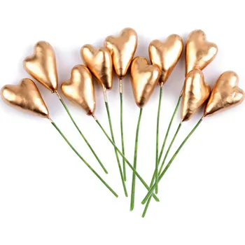 Party dekorace Zápich srdce zlaté 25 x 75 mm - 1 ks