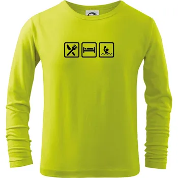 Dětská móda Eat sleep vodní pólo v řadě - Triko dětské Long Sleeve - 146 cm/10 let ( Limetková )