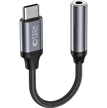 Audio redukce TECH-PROTECT ULTRABOOST AC-005 Kabel USB-C / mini Jack 3,5mm 12cm černý