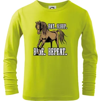 Dětská móda Eat Sleep Ride Repeat Western - Triko dětské Long Sleeve - 122 cm/6 let ( Limetková )