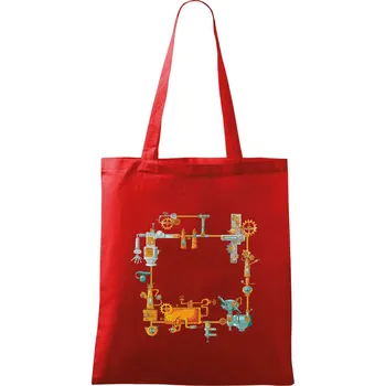 Steampunk barevná sestava - Taška bavlněná - 42 x 38 cm ( Červená )