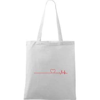 Nákupní taška Poker EKG srdce červené - Taška bavlněná - 42 x 38 cm ( Bílá )