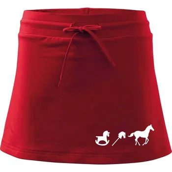 Dámská sukně Evoluce koně - Sportovní sukně - two in one - S ( Červená )