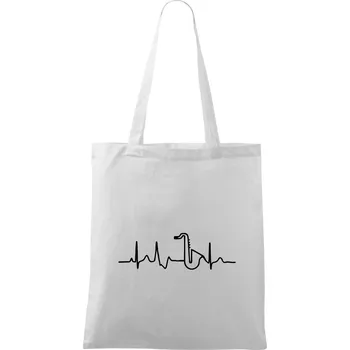 Saxofon ekg - Taška bavlněná - 42 x 38 cm ( Bílá )