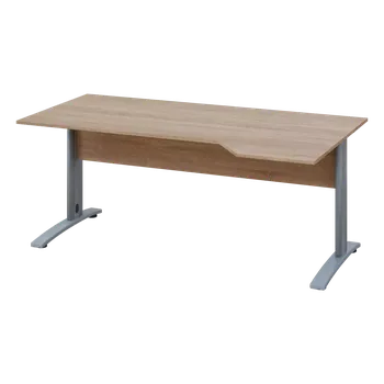 Psací stůl EZK 18 - 184 stůl kancelářský, rohový, pravý, kovová podnož stříbrná, deska 18 mm, široký 1800 mm, dub bardolino