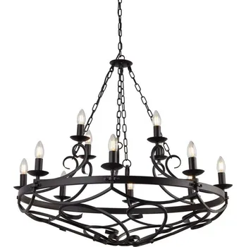 SEARCHLIGHT Kovový lustr do srubu 8912-12BK