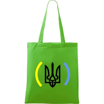 Nákupní taška Ukrajina trojzubec s barvami - Taška bavlněná - 42 x 38 cm ( Apple Green )
