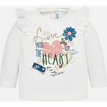Dívčí oblečení Triko MAYORAL bílé SRDÍČKO - 12 měsíců