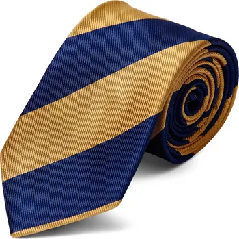 Kravata Zlatá a námořnicky modrá hedvábná 8cm kravata - Trendhim