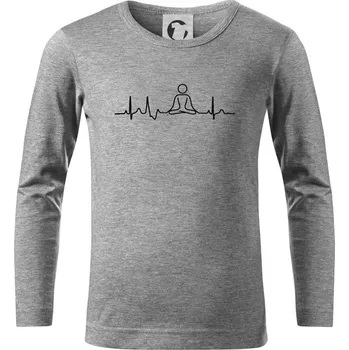Chlapecké tričko Ekg yoga - Triko dětské Long Sleeve - 122 cm/6 let ( Tmavě šedý melír )