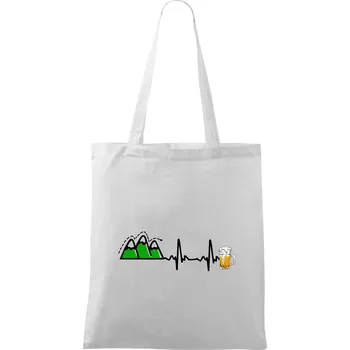 Nákupní taška EKG z hor na pivo - Taška bavlněná - 42 x 38 cm ( Bílá )