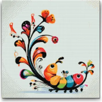 Diamantové malování Diamantové malování - Abstraktní housenka Velikost: 50x50cm, Rámování: Pouze srolované plátno, Diamanty: Kulaté