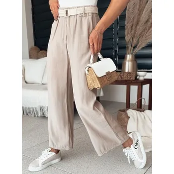 Dámské kalhoty Dstreet Dámské světle hnědé široké kalhoty Chimas