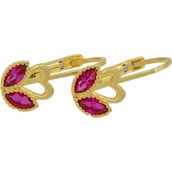 Náušnice 3292 Zlaté náušnice se srdíčkem a zirkony 1,55g