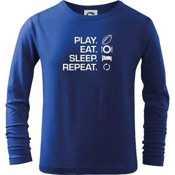 Chlapecké tričko Play Eat Sleep Repeat americký fotbal - Triko dětské Long Sleeve - 122 cm/6 let ( Královská modrá )