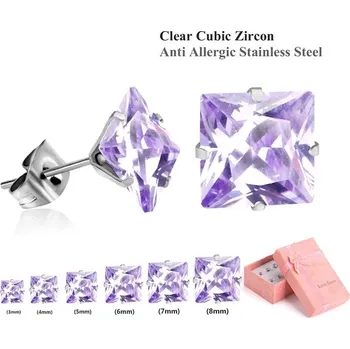 Náušnice Elegantní náušnice z nerezové oceli s křišťály 6 párů - světle modrá