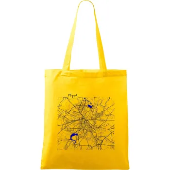 Plzeň mapa s vodními toky - Taška bavlněná - 42 x 38 cm ( Žlutá )