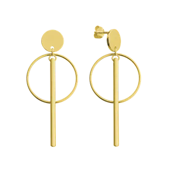 Náušnice 0955 MINET Pozlacené stříbrné kruhové náušnice s tyčkami