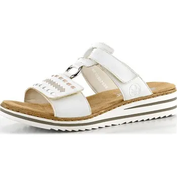 Dámské pantofle Rieker bílé pantofle s upínacími pásky V0636-80 - 41 | P688133