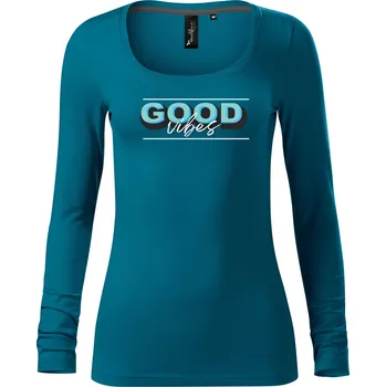 Dámské tričko Dámské tričko s dlouhým rukávem s nápisem Good Vibes