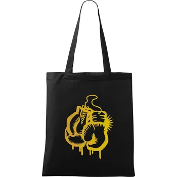 Nákupní taška Box rukavice - zlatý potisk - Taška bavlněná - 42 x 38 cm ( Černá )