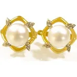 3284 Zlaté náušnice s bílými perlami