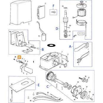 Pohon brány Nice PPD1868A.4540 krytka zámku (TH1500KCE, TH1551, TH1561, TH2251, TH2261)