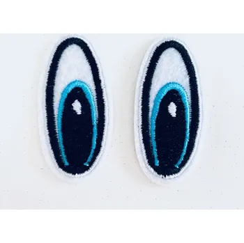 Vyšívané oči oválné modré 5,5x3cm (1pár)