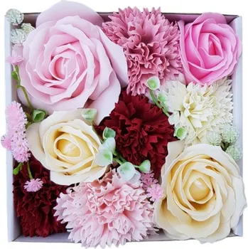 Mýdlo made by ANTEROS Dekorace Mýdlové květy Pink Beige mix v dárkovém boxu