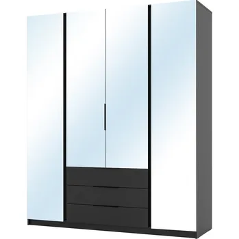 Šatní skříň Šatní skříň KAJA 4LU 3S | 200 cm | se zrcadly | VYSOKÁ | černá