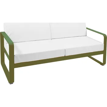Zahradní pohovka Bílá čalouněná zahradní pohovka Fermob Bellevie 160 cm se zelenou podnoží - odstín pesto