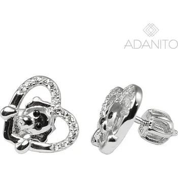 Náušnice Stříbrné náušnice pejsek v srdíčku