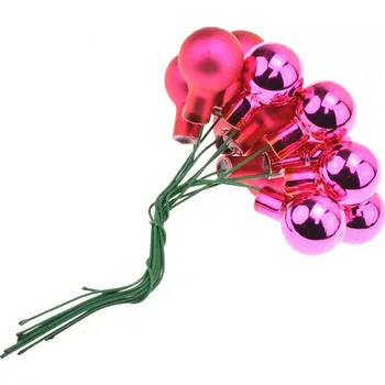 Vánoční dekorace Euro Habitat Skleněné dekorační kouličky (1cm) na svazku - Růžové