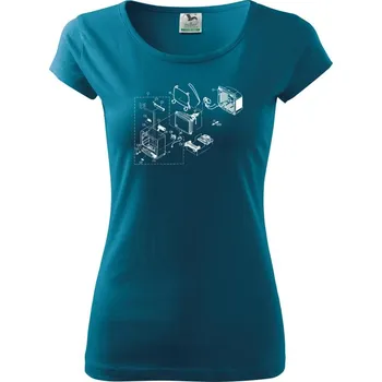 Nákres stará CRT televize - Dámské triko Pure - XS ( Petrolejová )