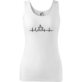 Dámské tričko EKG hrnek kávy - Dámské tílko - XS ( Bílá )