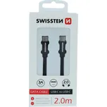 Swissten tkaný kabel USB-C/USB-C pro nabíjení a synchronizaci 2 m - černý