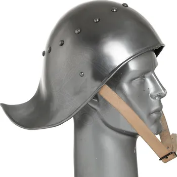 Karnevalový kostým Krutský Lukostřelecká helma Celesta, 15. stol. - M 1,5mm Gauge 16 kartáčovaná, matná vycpaná látková výstelka