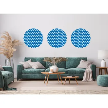 Samolepící dekorace Kruhy s vlnami samolepky na zeď 3 ks kruh každý 30 x 30 cm