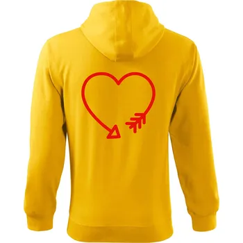 Pánská mikina Srdce šíp - Mikina s kapucí na zip trendy zipper - 3XL ( Žlutá )