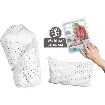 Zavinovačka Eva Kiedroňová SET 4v1 - Maxi Dráček - Bílý s barevnými puntíky + Zdarma webinář - Mít peřinku není všechno