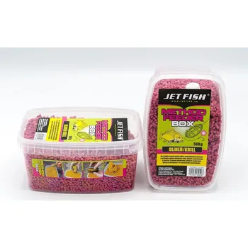 Umělá nástraha Jet Fish Pelety Feeder Method Box 500g Příchuť: Oliheň Krill
