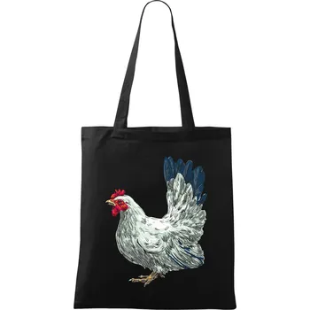 Nákupní taška Slepice kreslená bílá - Taška bavlněná - 42 x 38 cm ( Černá )