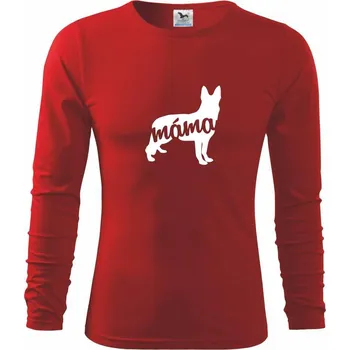 Dětská móda Německý ovčák máma obrys - Triko dětské Long Sleeve - 122 cm/6 let ( Červená )