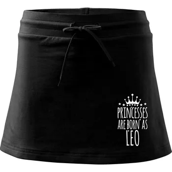 Dámská sukně Princesses are born as Leo - Lev - Sportovní sukně - two in one - S ( Černá )
